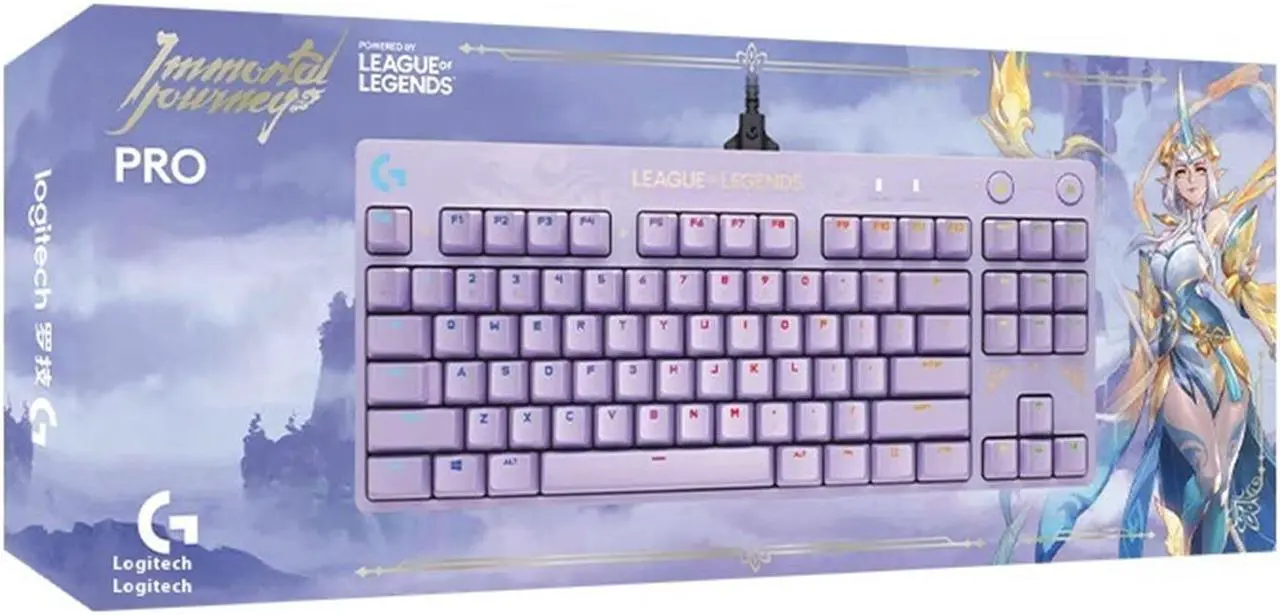 Alt view image 2 of 7 - Logitech G PRO Wired Mechanical Gaming Keyboard LOL Edition, GX BROWN, 87 Keys, Aluminum Faceplate, LIGHTSYNC RGB, Detachable Cable, 12 Programmable F-Key Macros - Purple