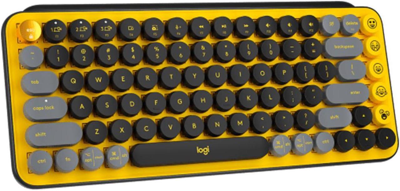 Logitech POP Keys Mechanical Wireless Keyboard with Customizable Emoji , Durable Compact Design, Bluetooth or USB Connectivity, Multi-Device, OS Compatible - yellow