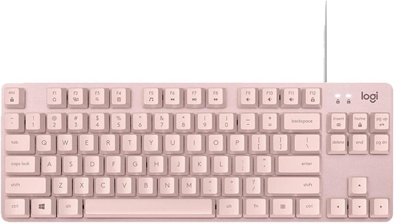 Logitech K835 TKL MECHANICAL Wired Mechanical Gaming Keyboard, Curved Keycaps, 84-Key Compact Design, Aluminum, 12 Dual Function FN Pushbuttons, PC/Mac Compatible - Pink - Red Shaft