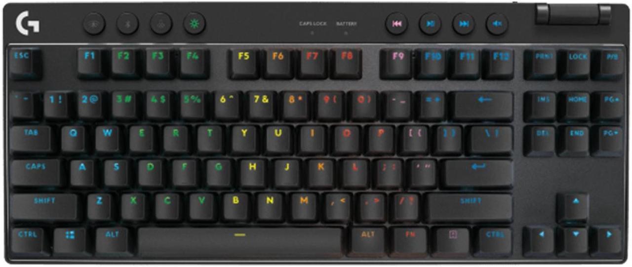 Logitech PRO X TKL LIGHTSPEED Wireless Gaming Keyboard,Tri-Mode Connectivity, Ultra-Portable Tenkeyless Design, LIGHTSYNC RGB, PBT keycaps, Linear Switches (GX Red) - Black