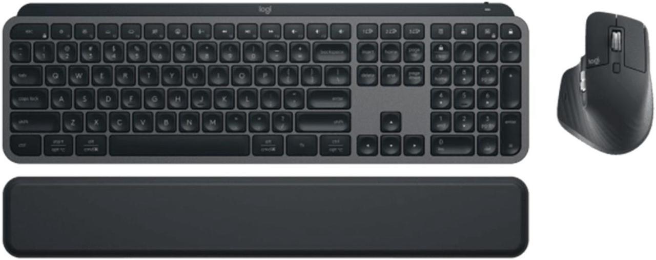 Logitech MX KEYS S COMBO Wireless Bluetooth Keyboard and Mouse Set, Padded Palm Rest, Wave for Windows/macOS/USB/ChromeOS/Linux®, Black