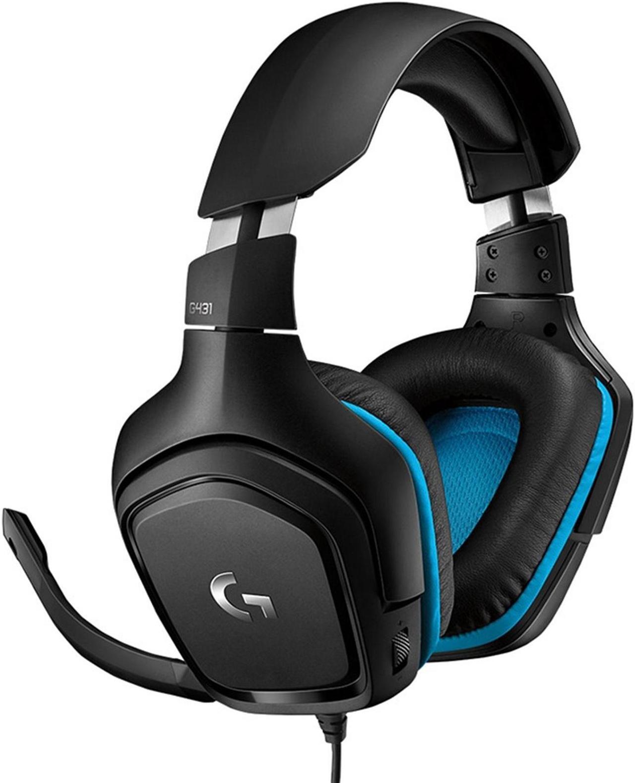 Logitech G431 Wired Bluetooth Gaming Headset - 7.1 Surround Sound, Large 50mm Drivers, Long-Lasting Comfort, PC, PS, Nintendo Switch, Xbox One, VR Compatible - Black