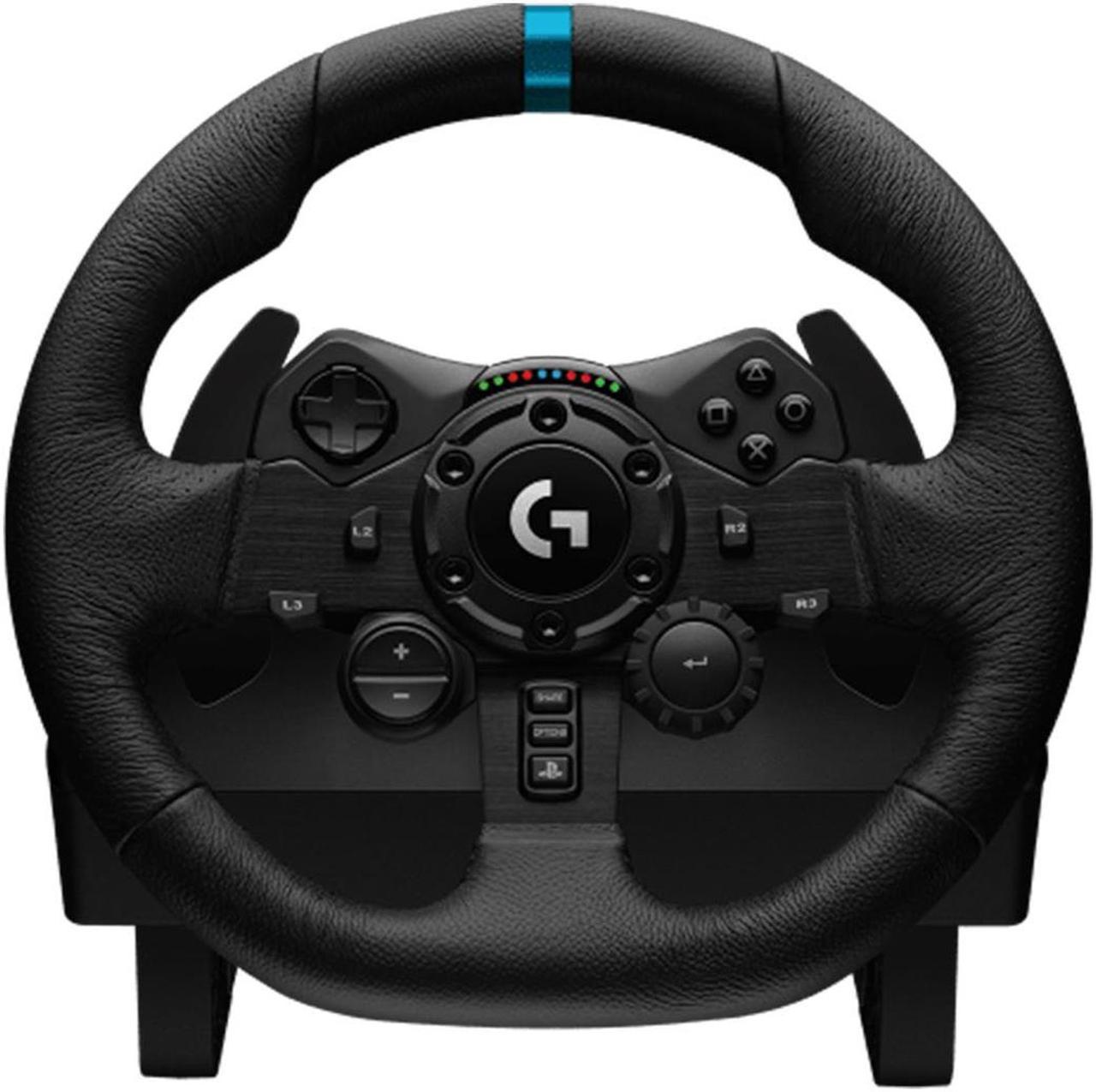 Logitech G923 Gaming Steering Wheel for PC, Rotates 900 Degrees, Dual Motor Force Feedback Technology, Dual Motors for TRUEFORCE, Thermal Protection, PC Compatible, Black