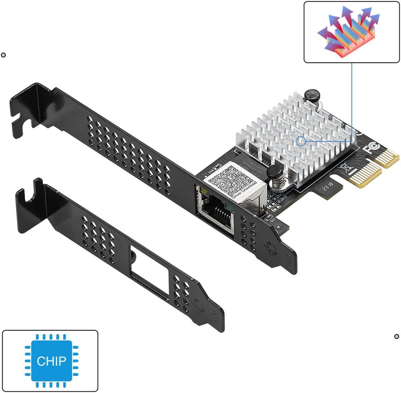 locrest PCI-E Gigabit LAN Card Desktop 2.5G Wired LAN Card PCI-E Diskless LAN Card 2500M Soft Routing Qunhui, Chipset ID RTL8125B, Black