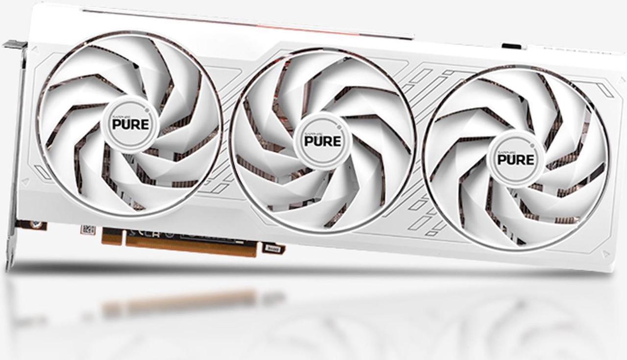 Main image of SAPPHIRE Tech PURE  Radeon RX 7700 XT 12GB Gaming Graphics Card,  RDNA 3, PCIe 4.0, 16GB GDDR6, HDMI 4K, DisplayPort 2.1a,  192 bit, 18 Gbps, Digital Power Design, High TG Copper, white