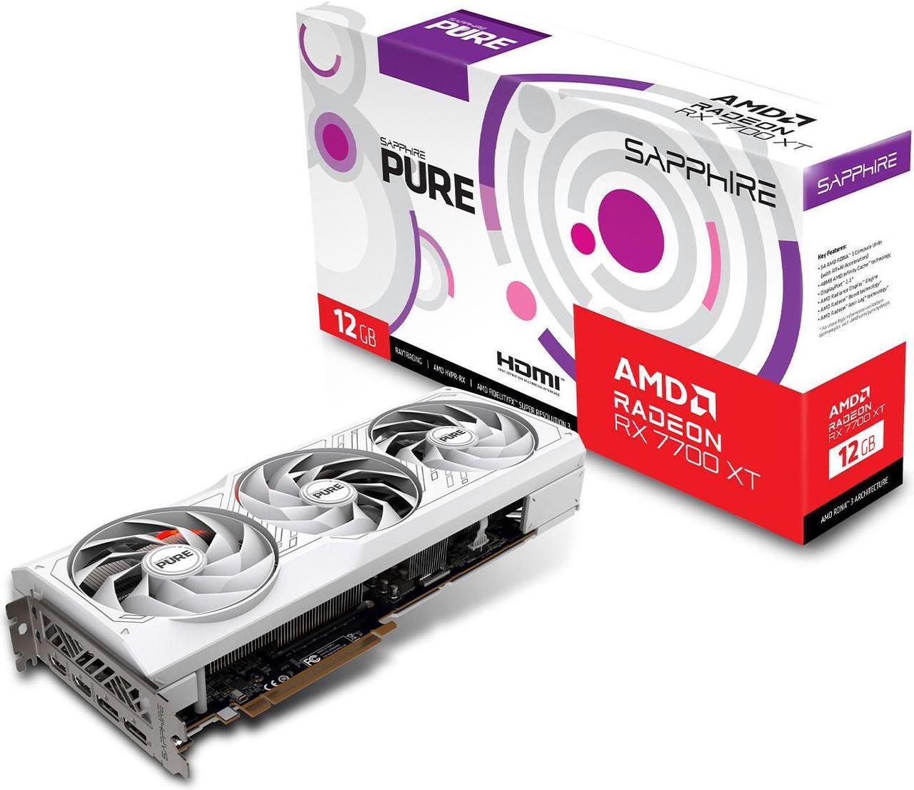 Alt view image 6 of 7 - SAPPHIRE Tech PURE  Radeon RX 7700 XT 12GB Gaming Graphics Card,  RDNA 3, PCIe 4.0, 16GB GDDR6, HDMI 4K, DisplayPort 2.1a,  192 bit, 18 Gbps, Digital Power Design, High TG Copper, white