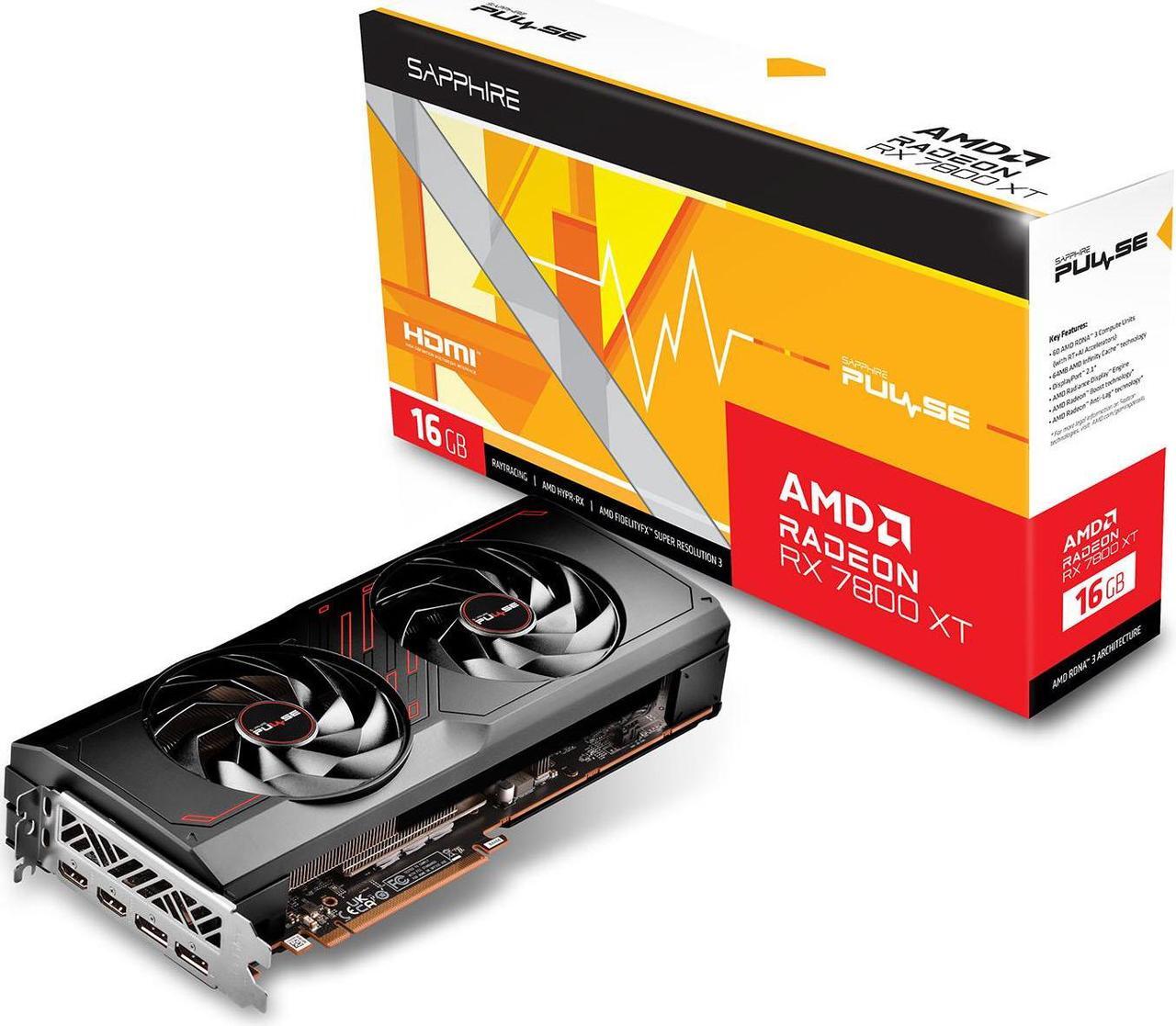Alt view image 6 of 7 - SAPPHIRE Tech PULSE AMD  RX 7800 XT 12GB D6 OC Gaming Graphics Card, AMD RDNA 3, PCIe 4.0*16, 16GB GDDR6, HDMI 4K, DisplayPort 2.1a, 256 bit, High TG Copper PCB, Digital Power Design, black