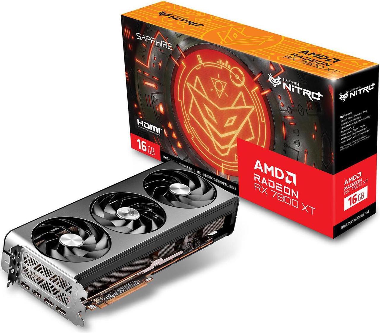 Alt view image 6 of 7 - SAPPHIRE Tech NITRO+ AMD Radeon RX 7800 XT 16GB GDDR6 OC Gaming Graphics Card, AMD RDNA 3, PCIe 4.0, 16GB GDDR6, HDMI 4K, DisplayPort 2.1a, 256 bit, Aluminum Alloy Frame, video card
