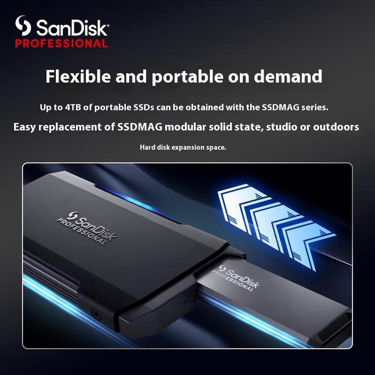 Alt view image 5 of 7 - SanDisk Professional Blade PRO-BLADE TRANSPORT SSD, USB-C/3.2 Gen2*2, High-speed transfer 2000MB/S, Compatible with MAC/Windows, Aluminum case for stable heat dissipation, Portable PSSD, 1TB