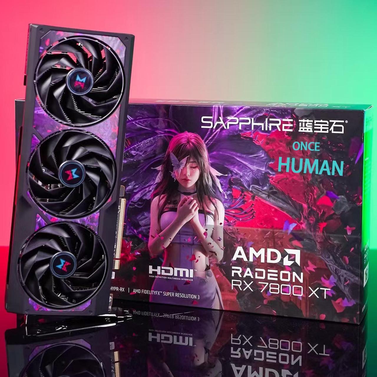 Alt view image 6 of 7 - Sapphire tech ONCE HUMAN  RX 7800 XT 16G D Gaming Graphics Card,  RDNA 3, 19.5 Gbps, PCIe 4.0, 16GB GDDR6, HDMI 4K*1, DisplayPort 2.1*3, 256 bit, Digital Power Design, black