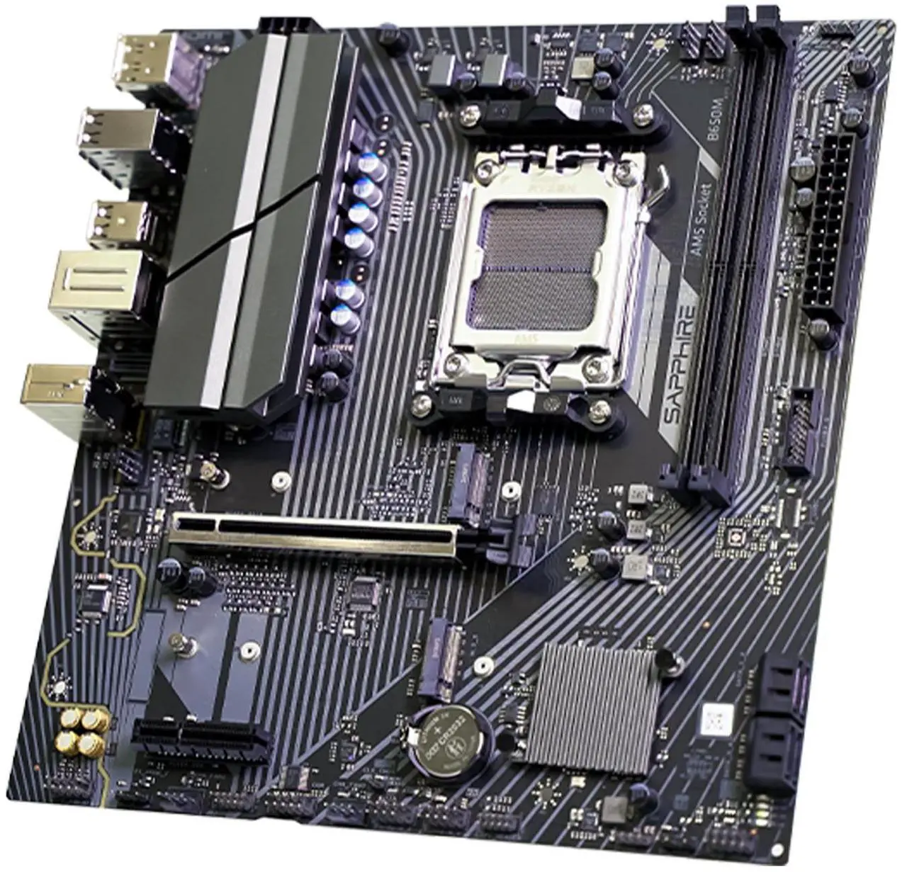 Alt view image 4 of 7 - Sapphire Tech Pulse B650M E Motherboard, Desktop PC Motherboard, for AMD Razor 9000/8000/7000 Series Processors, Wired Networking, AMD B650, AM5, 1x PCIE 5.0/1x PCIE 4.0, 1*HDMI, 1*DP