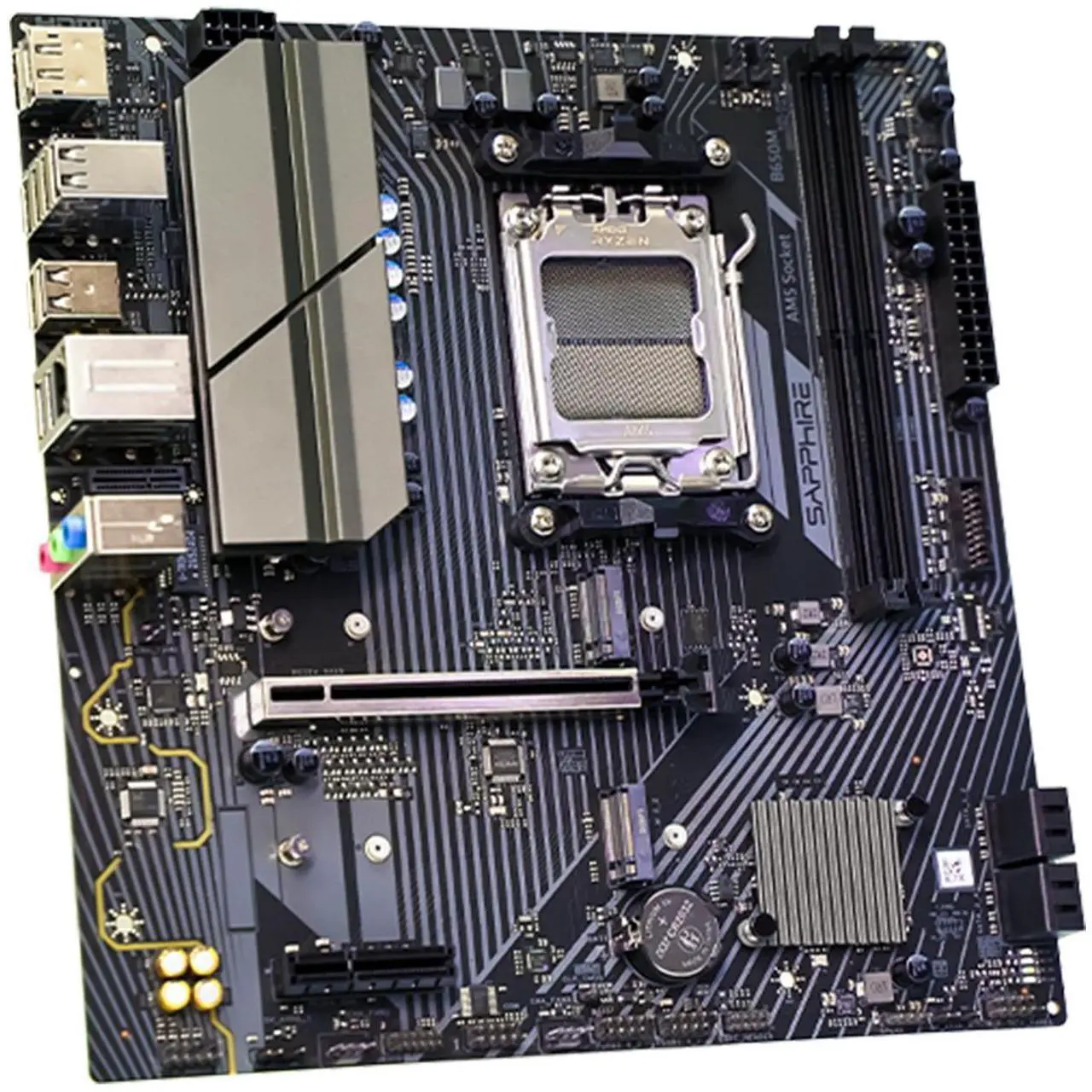 Alt view image 2 of 7 - Sapphire Tech Pulse B650M E Motherboard, Desktop PC Motherboard, for AMD Razor 9000/8000/7000 Series Processors, Wired Networking, AMD B650, AM5, 1x PCIE 5.0/1x PCIE 4.0, 1*HDMI, 1*DP