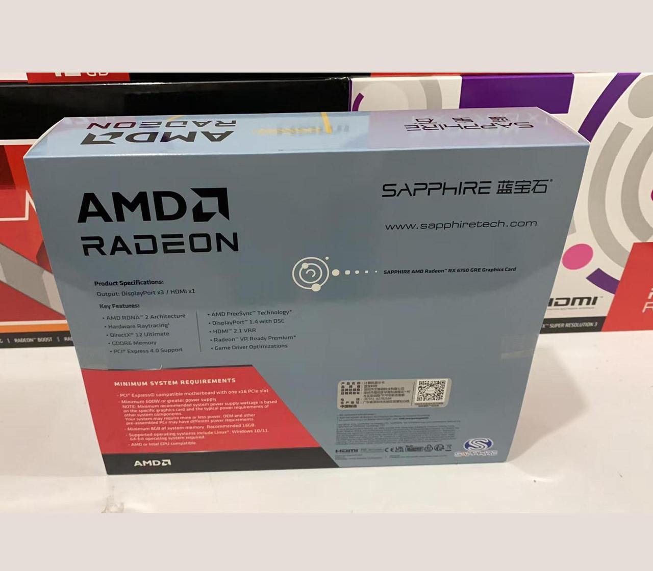 Alt view image 7 of 7 - Sapphire Tech Starry Sky  Radeon RX 6750 GRE  Gaming Graphics Card, 2495 MHz, 10GB, 160 bit, GDDR6, 16 Gbps,  RDNA 2, HDMI: 7680×4320; DisplayPort1.video card