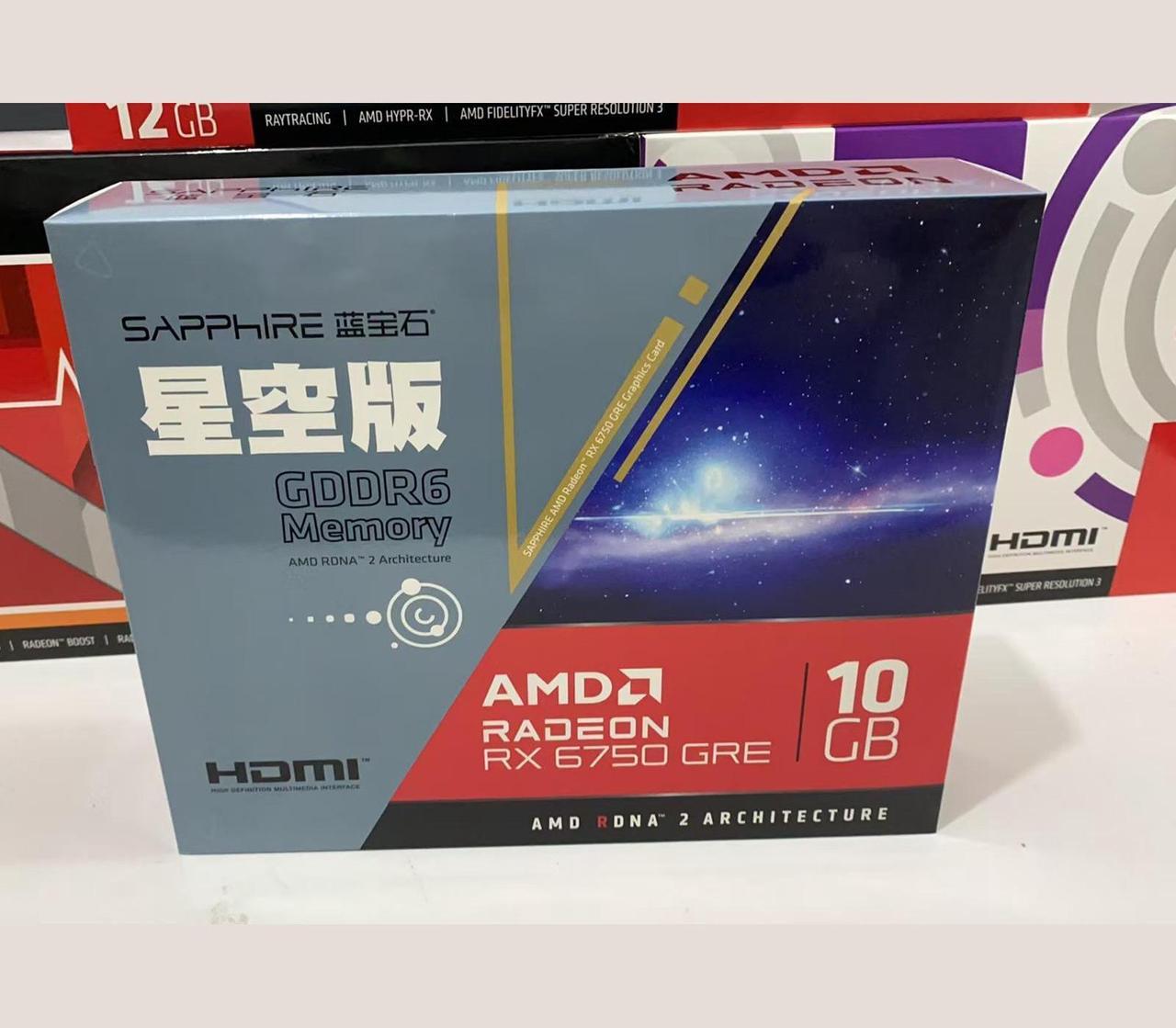 Alt view image 6 of 7 - Sapphire Tech Starry Sky  Radeon RX 6750 GRE  Gaming Graphics Card, 2495 MHz, 10GB, 160 bit, GDDR6, 16 Gbps,  RDNA 2, HDMI: 7680×4320; DisplayPort1.video card