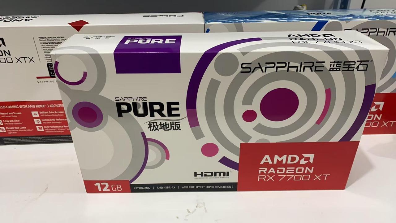 Alt view image 7 of 7 - SAPPHIRE Tech PURE  Radeon RX 7700 XT 12GB Gaming Graphics Card,  RDNA 3, PCIe 4.0, 16GB GDDR6, HDMI 4K, DisplayPort 2.1a,  192 bit, 18 Gbps, Digital Power Design, High TG Copper, white