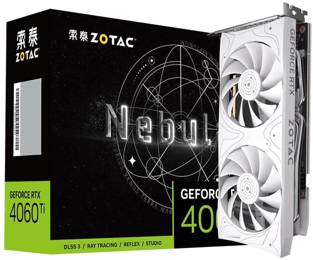 Alt view image 5 of 7 - ZOTAC GeForce RTX 4060Ti-8GB NEBULAE OC Graphics Card, Gaming, AI Design, Video Editing, 3D Rendering, 3 x DP, 1 x HDMI, 8GB GDDR6, 128-bit, Express 4.0 8x, 2550MHz, 18Gbps