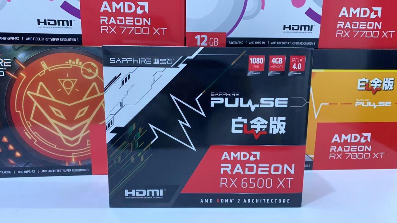Alt view image 6 of 7 - SAPPHIRE Tech PULSE Radeon RX 6500 XT Video Card,  11314-01-20G,oc, Graphics card, 2825 MHz, 4GB, 64-bit, GDDR6, 18 Gbps, RDNA 2