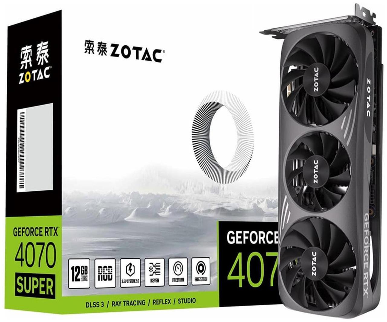 Alt view image 6 of 7 - ZOTAC GeForce RTX 4070 SUPER MOONLIGHT SHADOW OC Graphics Card, Gaming, AI Design, Video Editing, 3D Rendering, 3 x DP, 1 x HDMI, 12GB GDDR6, 192-bit, Express 4.0 16x, 2505MHz, 21 Gbps