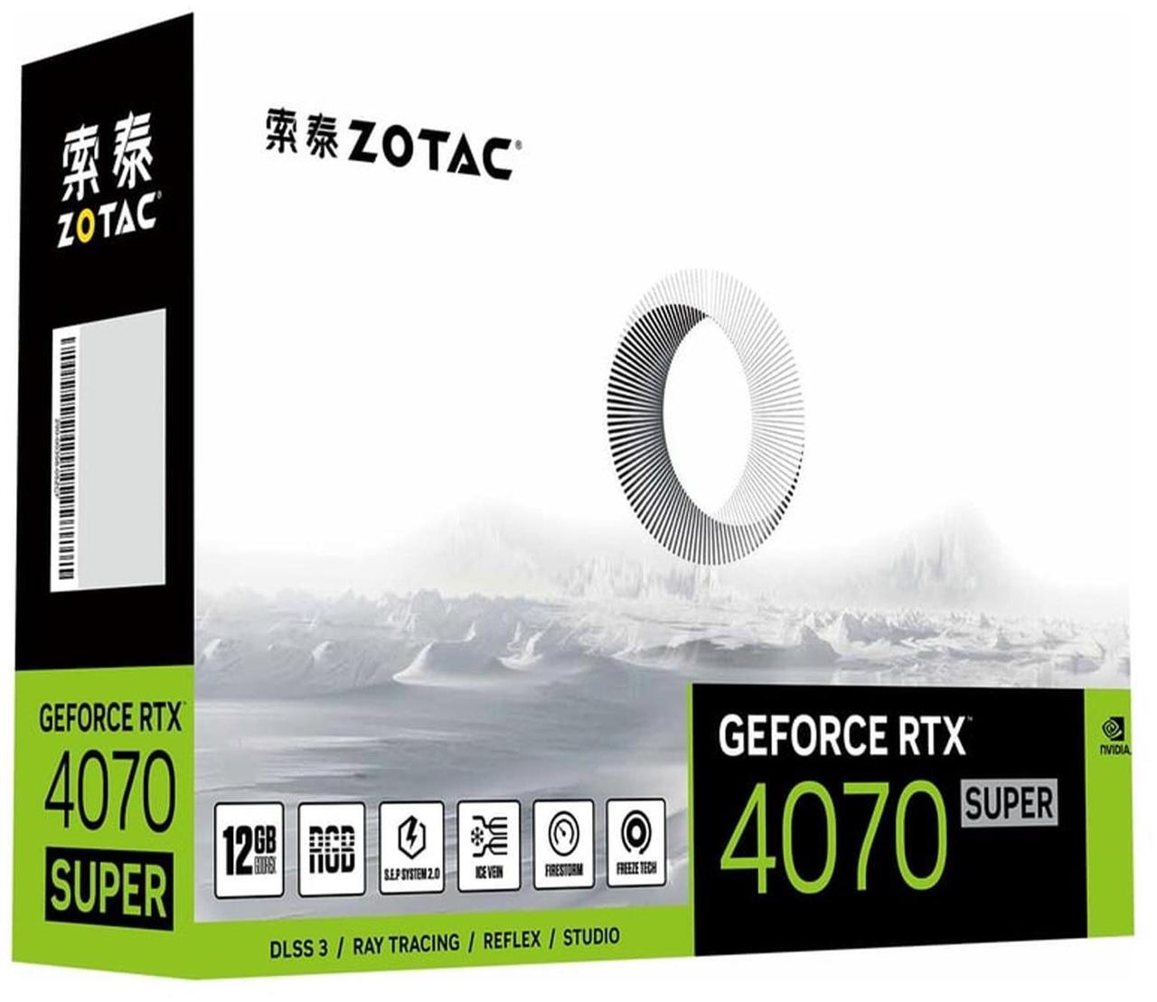 Alt view image 5 of 7 - ZOTAC GeForce RTX 4070 SUPER MOONLIGHT SHADOW OC Graphics Card, Gaming, AI Design, Video Editing, 3D Rendering, 3 x DP, 1 x HDMI, 12GB GDDR6, 192-bit, Express 4.0 16x, 2505MHz, 21 Gbps
