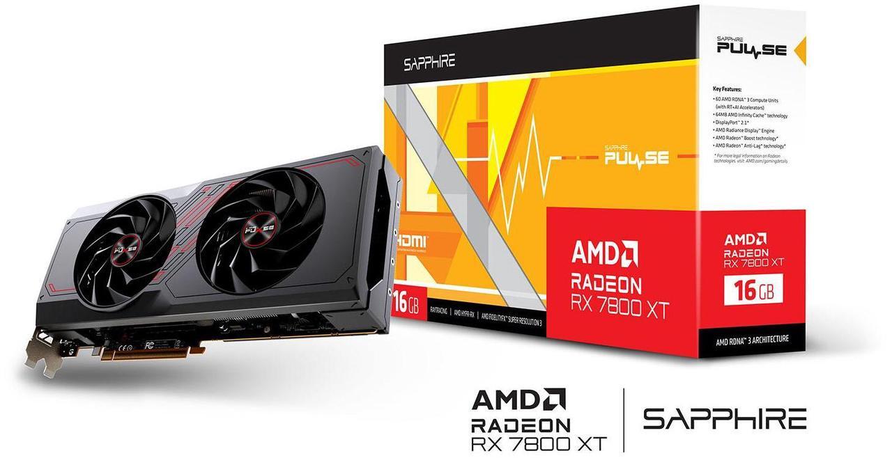 Alt view image 6 of 7 - SAPPHIRE Tech PULSE Radeon RX 7800 XT 16GB GDDR6 PCI Express 4.0 x16 ATX Graphics Card 11330-02-20G