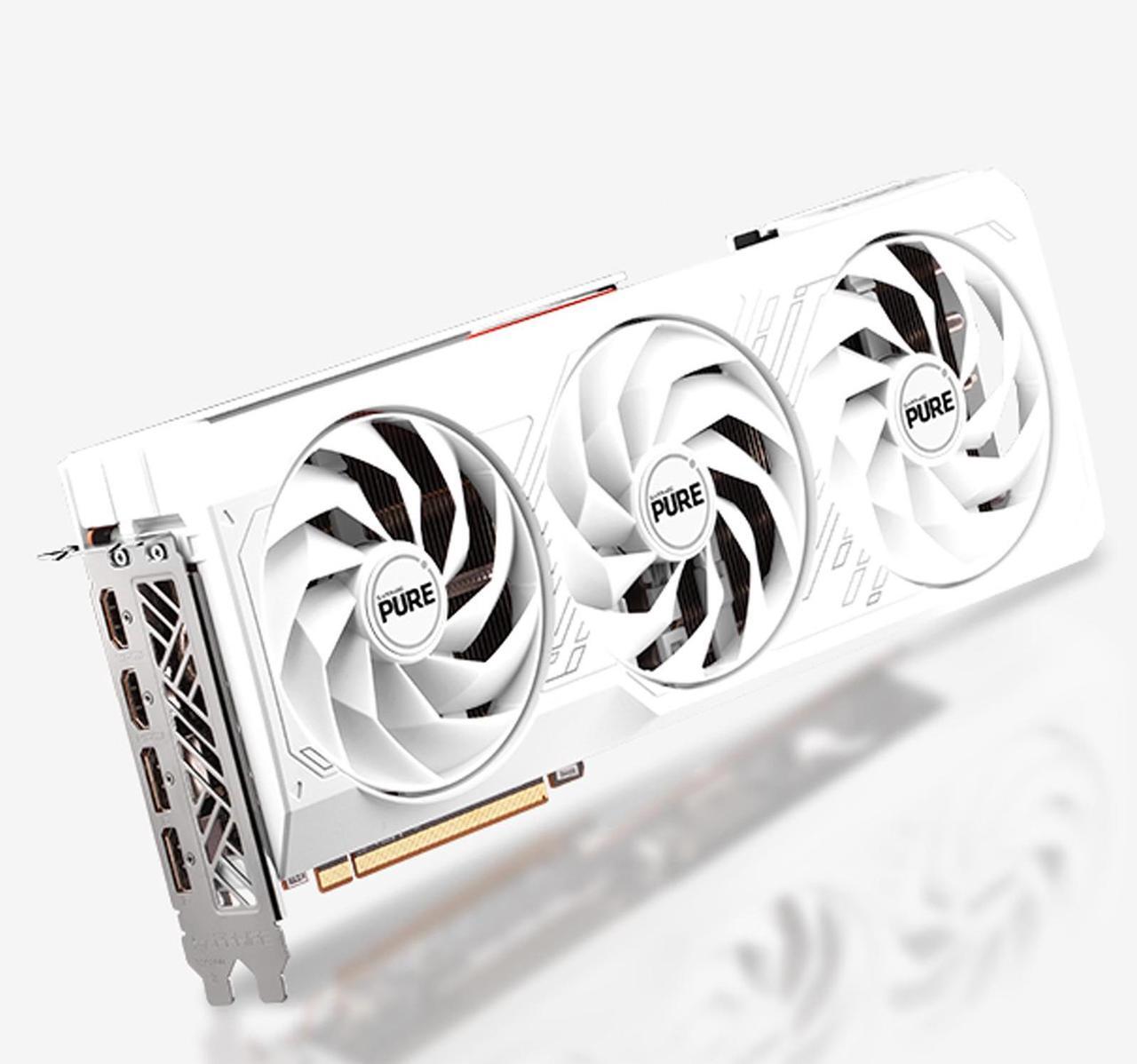 Alt view image 3 of 7 - SAPPHIRE Tech PURE  RX 7800 XT 16G D6 OC Gaming Graphics Card, AMD RDNA 3, 19.5 Gbps, PCIe 4.0, 16GB GDDR6, HDMI 4K, DisplayPort 2.1a, 256 bit, High TG Copper PCB, Digital Power Design, WHITE