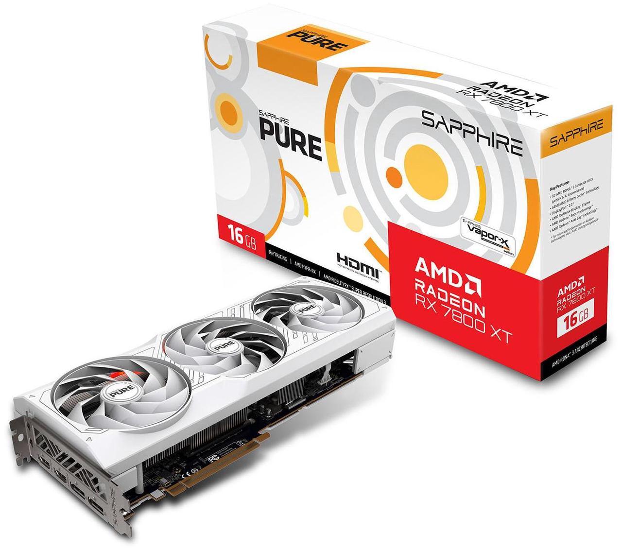 Alt view image 7 of 7 - SAPPHIRE Tech PURE  RX 7800 XT 16G D6 OC Gaming Graphics Card, AMD RDNA 3, 19.5 Gbps, PCIe 4.0, 16GB GDDR6, HDMI 4K, DisplayPort 2.1a, 256 bit, High TG Copper PCB, Digital Power Design, WHITE