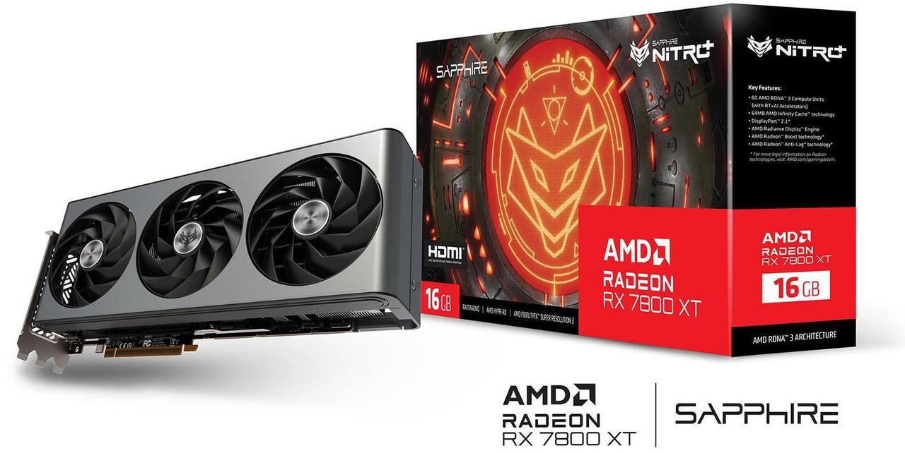 Alt view image 5 of 7 - SAPPHIRE Tech NITRO+ Radeon RX 7800 XT 16GB GDDR6 PCI Express 4.0 x16 ATX Graphics Card 11330-01-20G