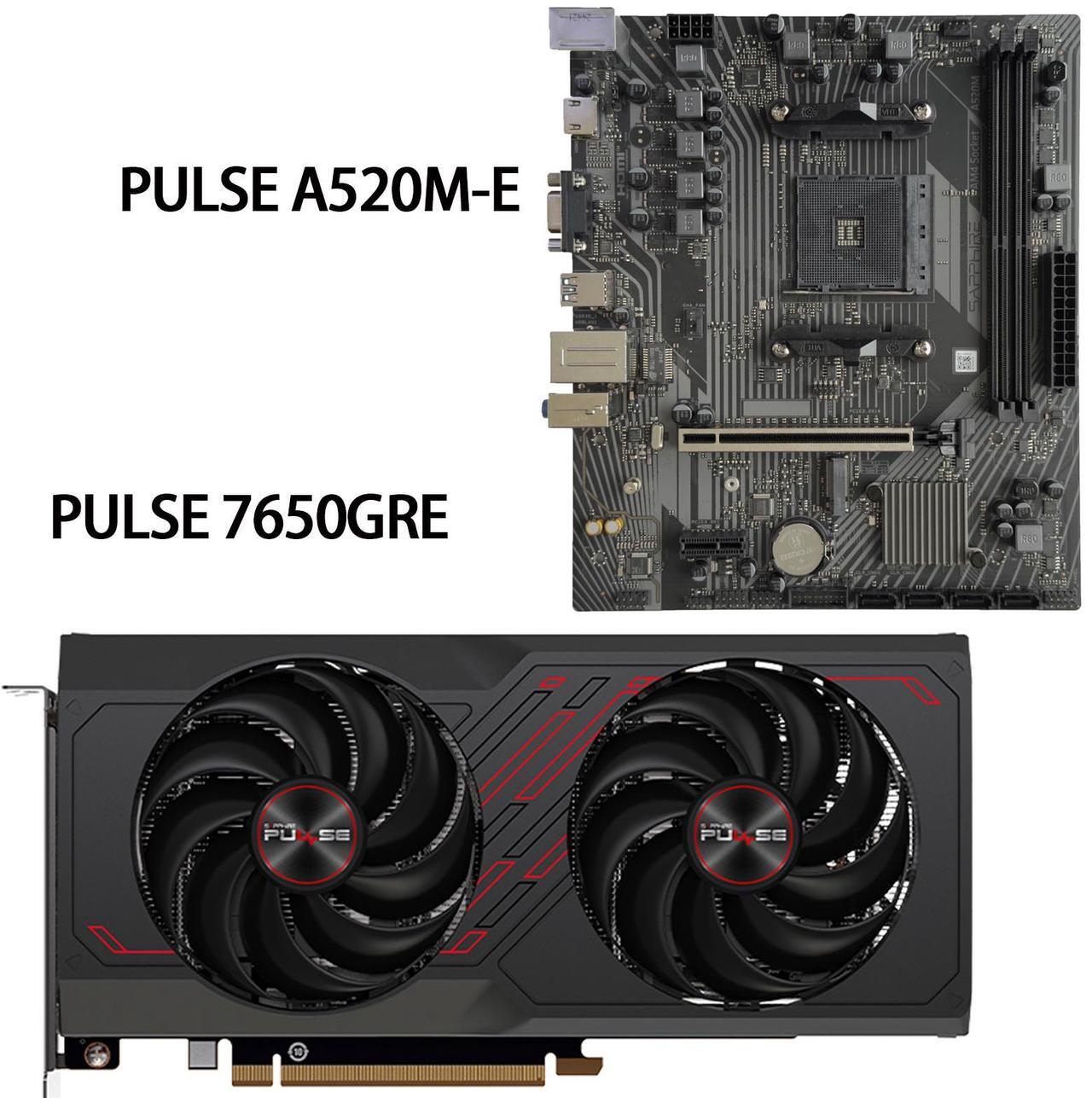 Main image of SAPPHIRE Tech GPU+Motherboard Combo, PULSE  Radeon RX 7650 GRE 8GB Platinum OC  graphics card + PULSE A520M-E AM4 Motherboard ,GPU +motherboard 2-piece set