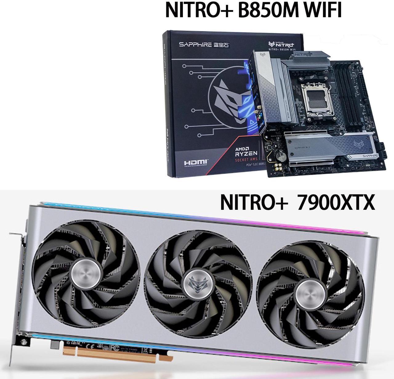 Main image of SAPPHIRE Tech GPU+Motherboard Combo, AMD Radeon RX 7900 XTX NITRO+ 24GB graphics card + NiTRO+ B850M WIFI AM5 Motherboard ( WiFi 6),GPU +motherboard 2-piece set