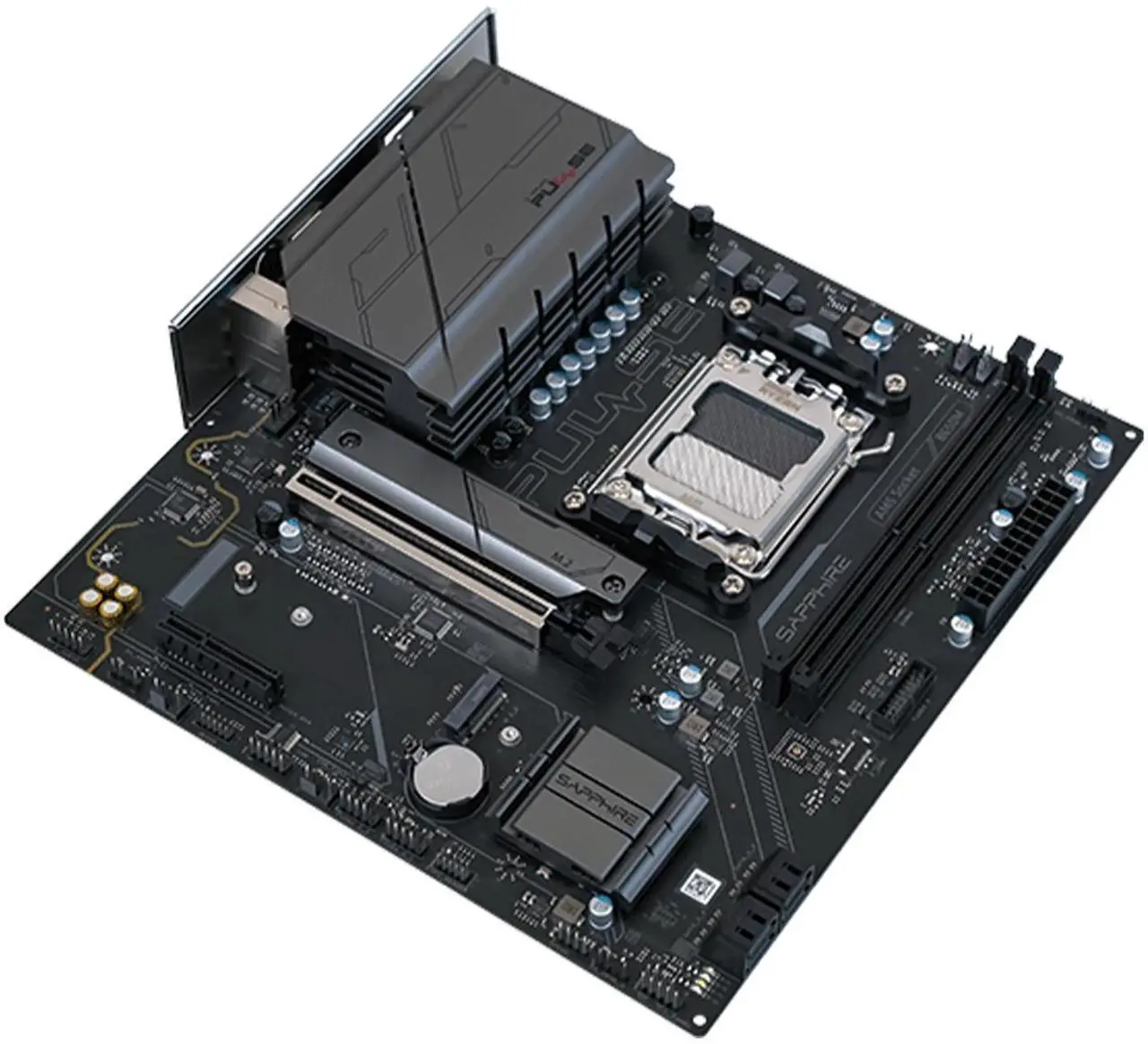 Alt view image 4 of 7 - Sapphire Tech PULSE B650M Motherboard, Desktop Motherboard, for AMD Razorback 9000/8000/7000 Series Processors, Wired Networking, AMD B650, AM5, 1*PCIE5.0x16,1*PCIE4.0x4, 1*HDMI, 1*DP