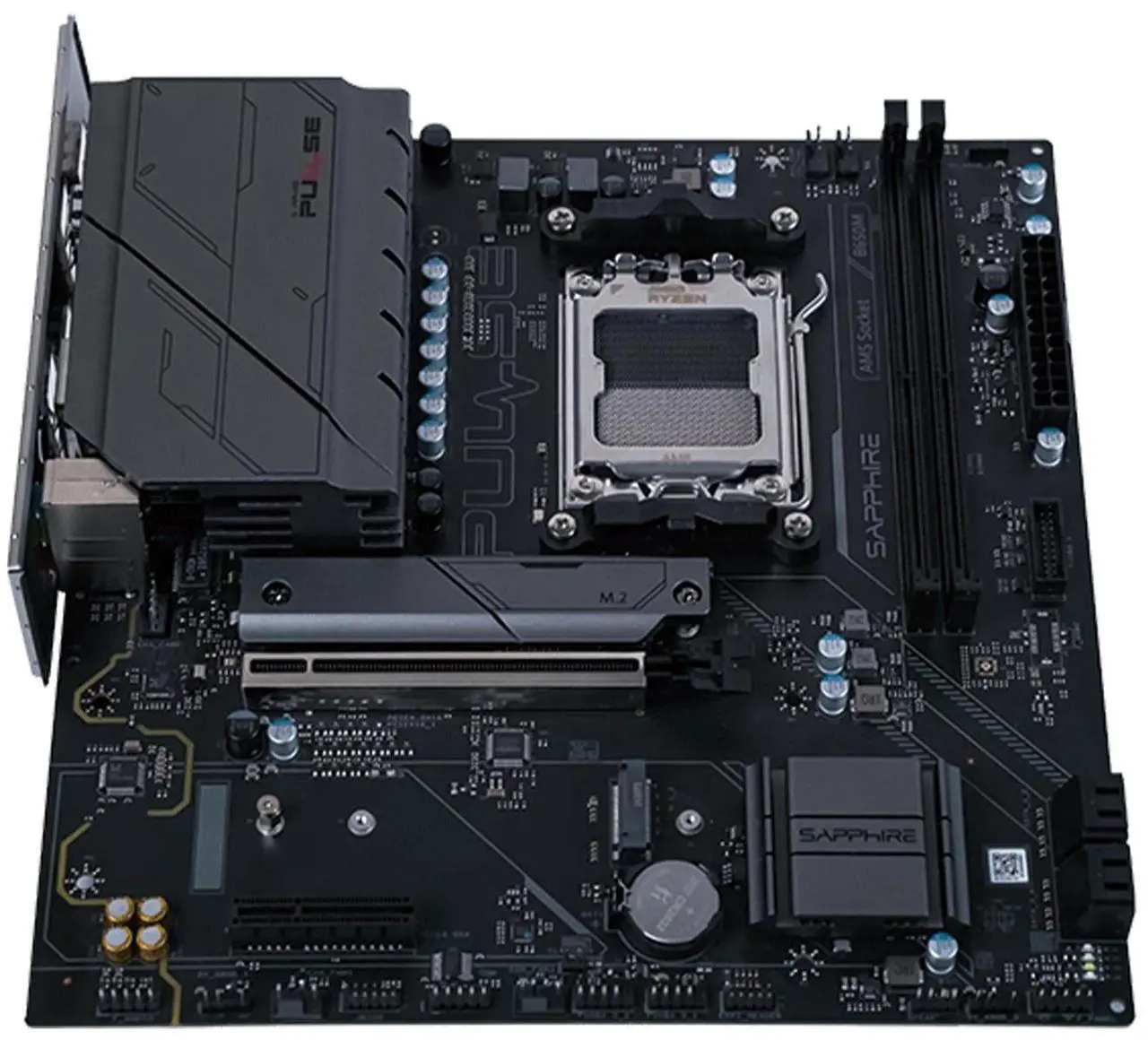 Alt view image 3 of 7 - Sapphire Tech PULSE B650M Motherboard, Desktop Motherboard, for AMD Razorback 9000/8000/7000 Series Processors, Wired Networking, AMD B650, AM5, 1*PCIE5.0x16,1*PCIE4.0x4, 1*HDMI, 1*DP