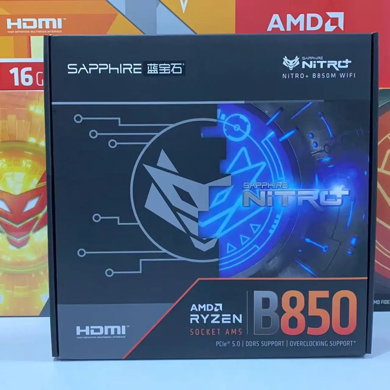 Alt view image 6 of 7 - Sapphire Tech NITRO+ B850M WIFI Motherboard, Desktop Motherboard, for AMD Razorback 9000/8000/7000 Series Processors, WIFI6+ Bluetooth 5, AMD B850, AM5, 1*PCIE5.0x16,1*PCIE4.0x4, 1*HDMI, 1*DP