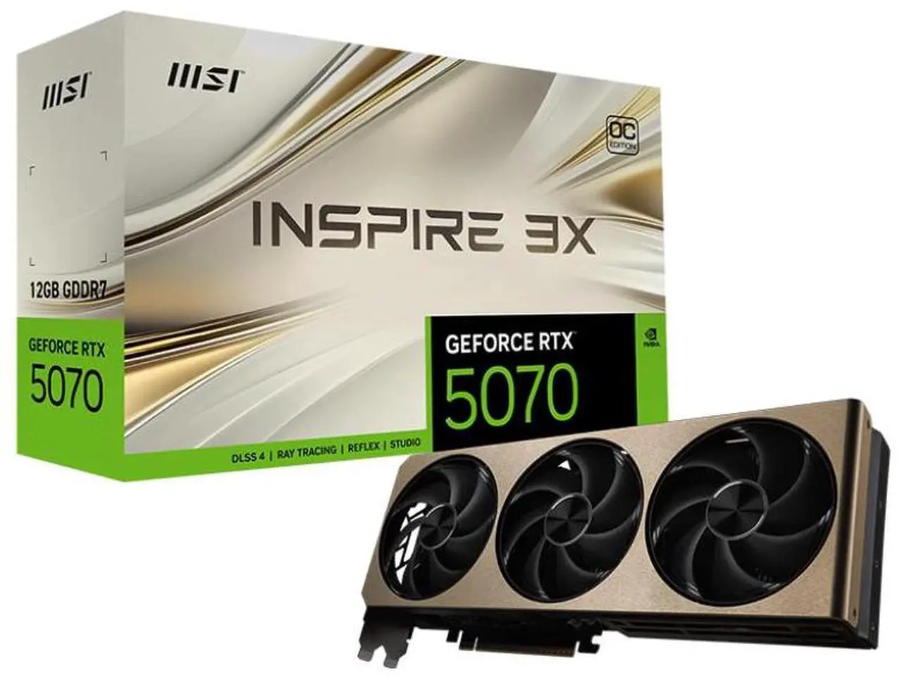 Alt view image 3 of 7 - MSI INSPIRE GeForce RTX 5070 12 GB GDDR7 PCI Express 5.0 Graphics Card GeForce RTX 5070 12G INSPIRE 3X OC