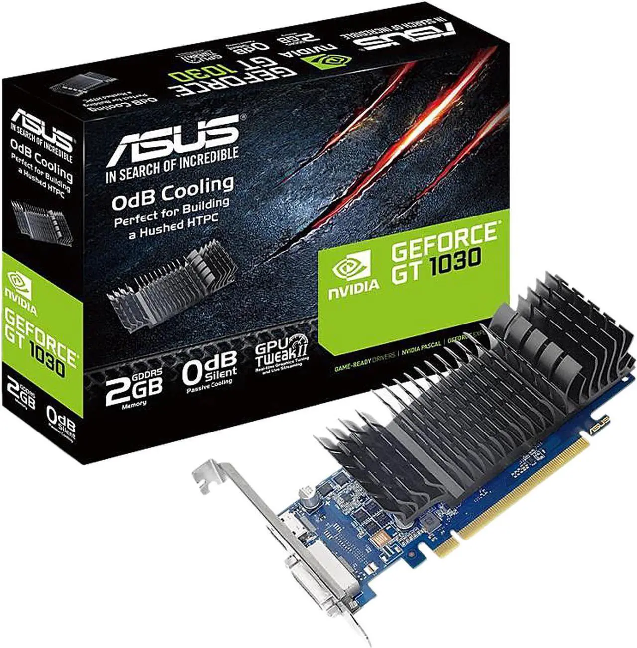 Main image of ASUS GeForce GT 1030 DirectX 12 GT1030-SL-2G-BRK 2GB 64-Bit GDDR5 PCI Express 3.0 HDCP Ready Video Card