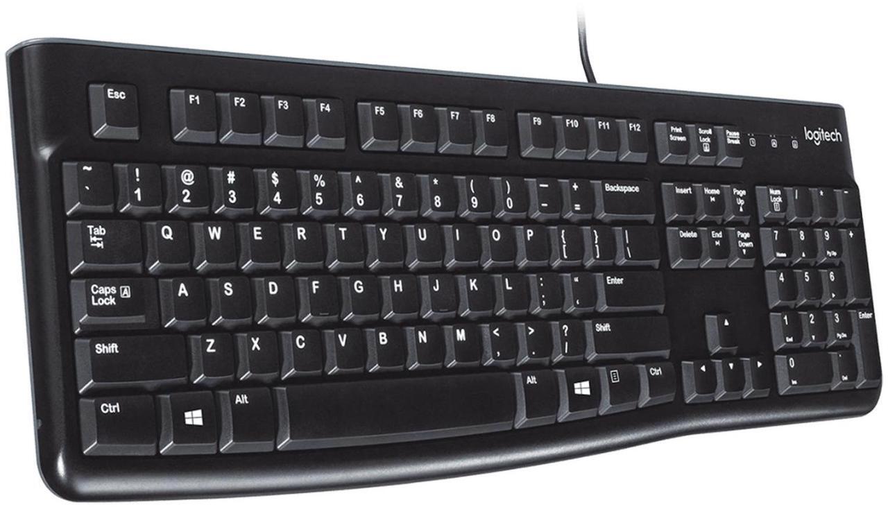 Main image of Logitech K120 Wired Keyboard,  Office/ Laptop /Membrane Keyboard, Plug and Play USB ,10 million knocks, Status Indicator, Deep Profile,Splash-proof design, for Windows 10,11 or later,  BLACK