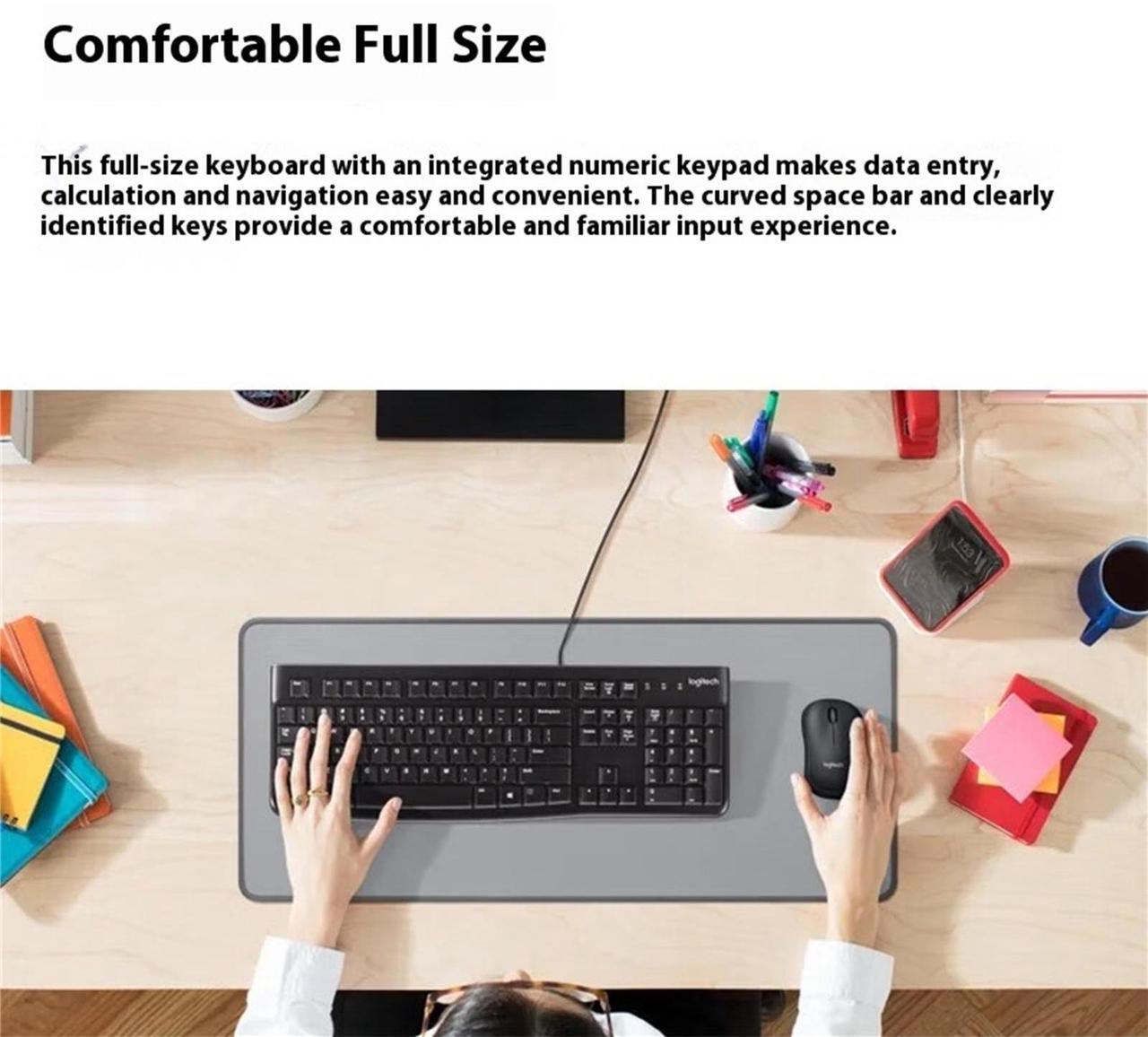 Alt view image 7 of 7 - Logitech K120 Wired Keyboard,  Office/ Laptop /Membrane Keyboard, Plug and Play USB ,10 million knocks, Status Indicator, Deep Profile,Splash-proof design, for Windows 10,11 or later,  BLACK