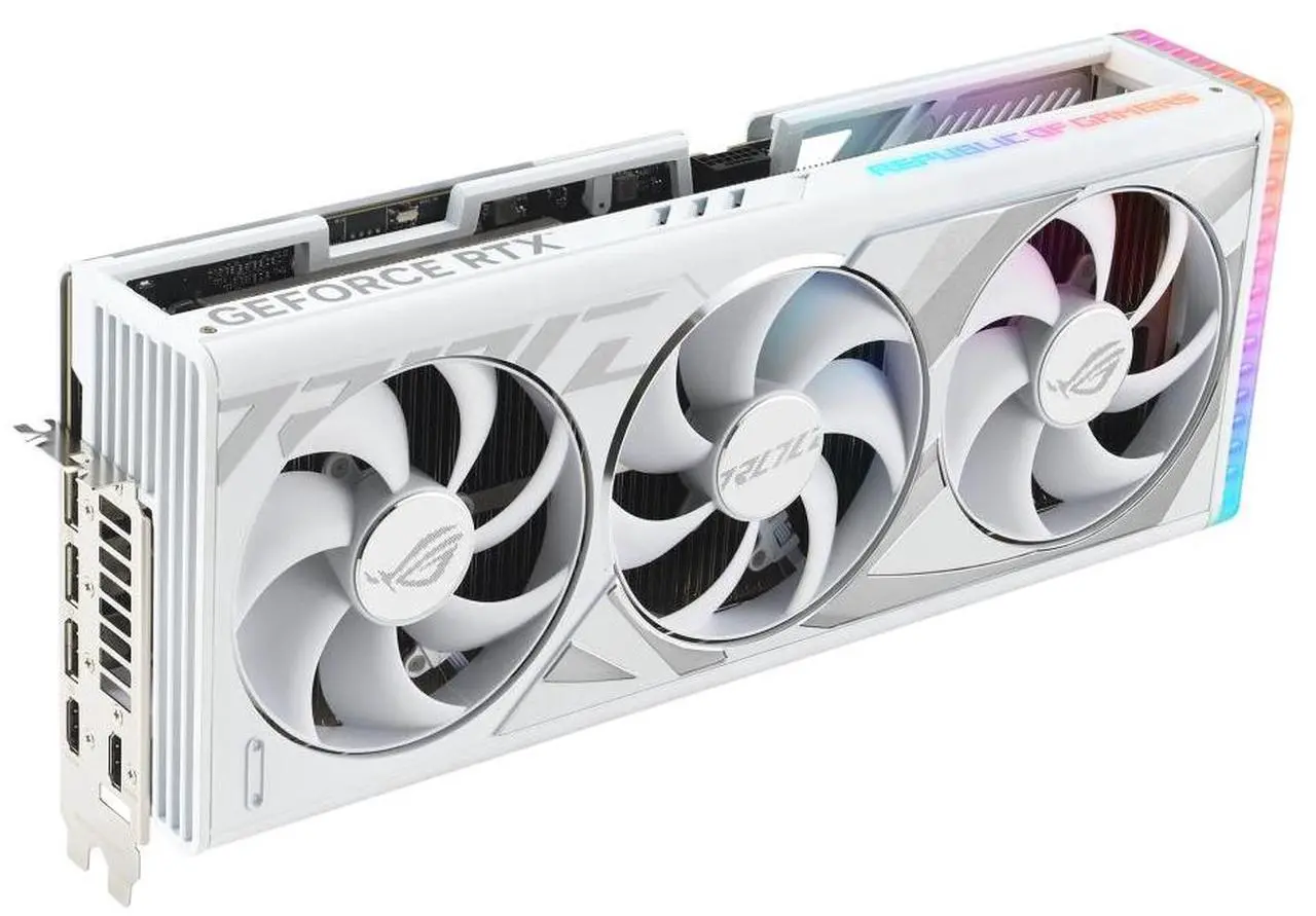 Alt view image 2 of 7 - ASUS ROG Strix GeForce RTX 4080 OC WHITE Edition Gaming Graphics Card (PCIe 4.0, 16GB GDDR6X, HDMI 2.1a, DisplayPort 1.4a) ROG-STRIX-RTX4080-O16G-WHITE Video Card