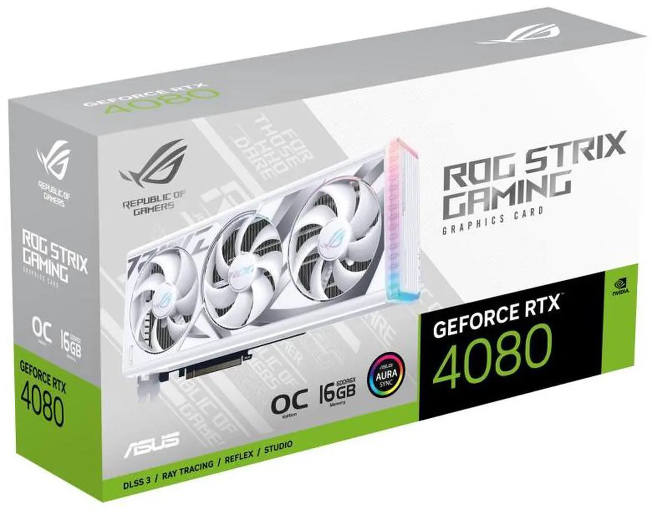 Alt view image 7 of 7 - ASUS ROG Strix GeForce RTX 4080 OC WHITE Edition Gaming Graphics Card (PCIe 4.0, 16GB GDDR6X, HDMI 2.1a, DisplayPort 1.4a) ROG-STRIX-RTX4080-O16G-WHITE Video Card