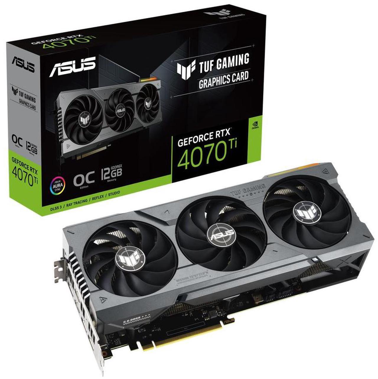 Main image of ASUS TUF Gaming NVIDIA GeForce RTX 4070 Ti OC Edition Gaming Graphics Card (PCIe 4.0, 12GB GDDR6X, HDMI 2.1a, DisplayPort 1.4a) TUF-RTX4070TI-O12G-GAMING