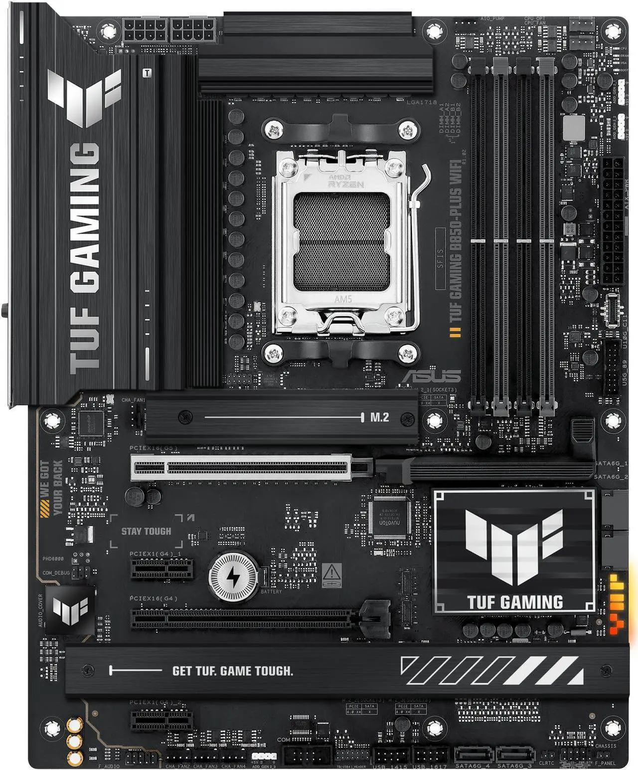 Alt view image 2 of 5 - ASUS TUF GAMING B850 - PLUS WIFI Motherboard, AM5 interface for Rui Long 9000/8000/7000, 14+2+1 (80A) power supply, DDR5, 2.5G network / WiFi7, Dual M.2 PCIe5.0, AURA SYNC Divine Light Sync