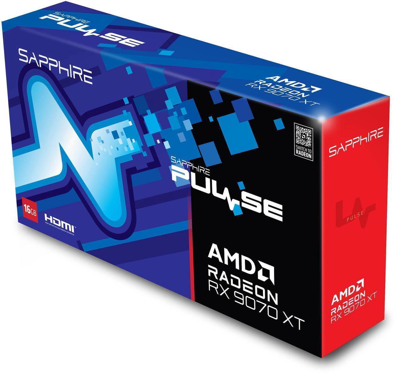 Alt view image 7 of 7 - SAPPHIRE Tech PULSE Radeon RX 9070 XT 16GB GDDR6 PCI Express 5.0 x16 ATX Graphics Card 11348-03-20G