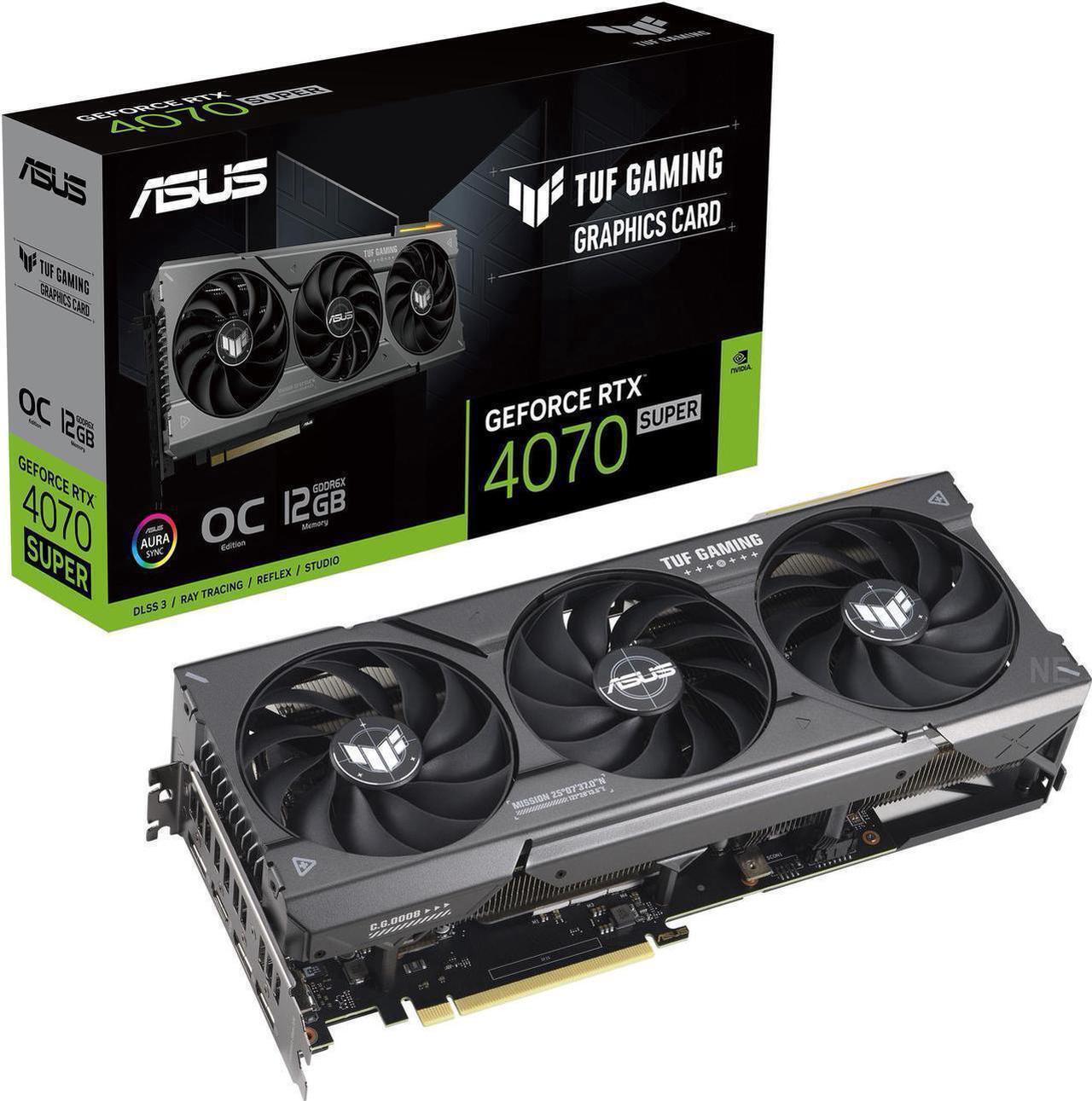 Main image of ASUS TUF Gaming GeForce RTX 4070 SUPER OC Edition Gaming Graphics Card (PCIe 4.0, 12GB GDDR6X, DLSS 3, HDMI 2.1a, DisplayPort 1.4a) TUF-RTX4070S-O12G-GAMING