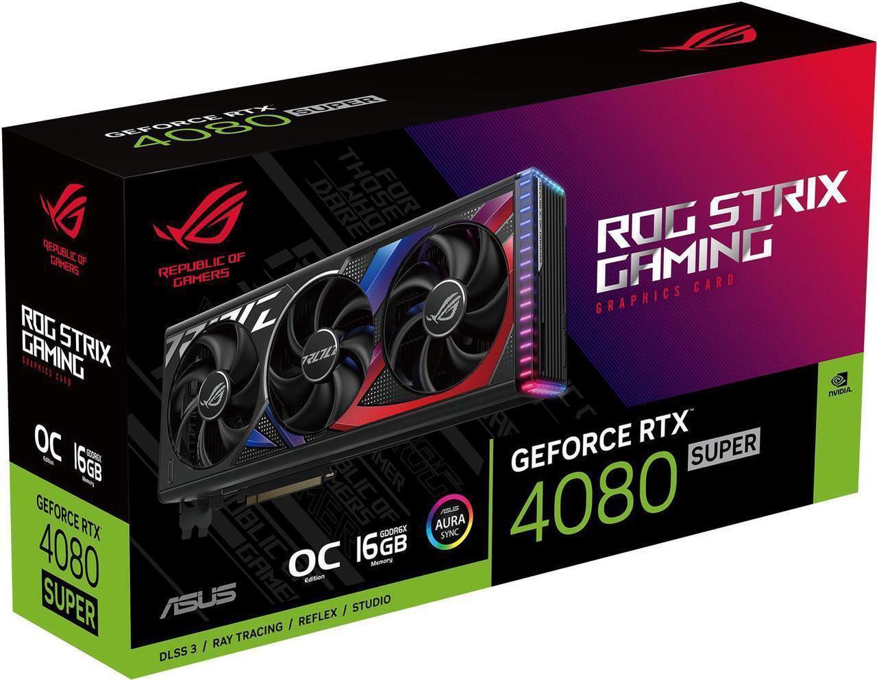 Alt view image 7 of 7 - ASUS ROG Strix GeForce RTX 4080 SUPER OC Edition Gaming Graphics Card (PCIe 4.0, 16GB GDDR6X, DLSS 3, HDMI 2.1a, DisplayPort 1.4a, Vapor chamber, Aura Sync) ROG-STRIX-RTX4080S-O16G-GAMING