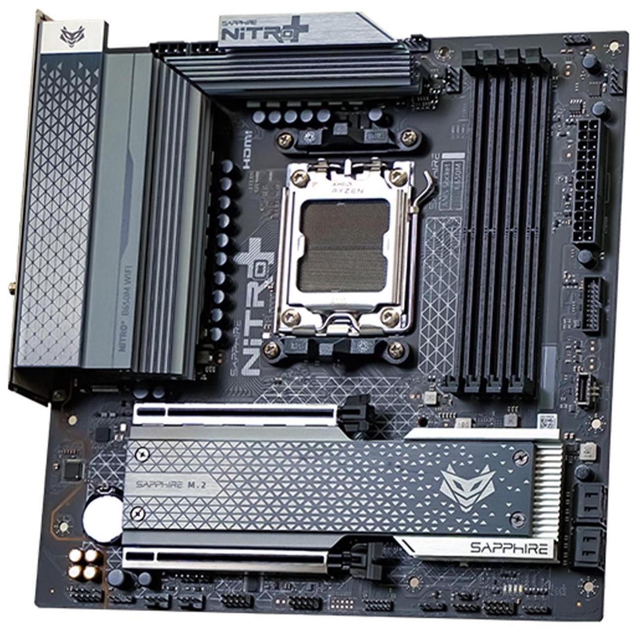 Alt view image 3 of 7 - Sapphire Tech NITRO+ B650M WiFi AM5 Motherboard & Ryzen 5 9600X 6-Core CPU Combo | PCIe 5.0 x16, DDR5 7600MT/s, 12+2+1 Power Phase, Wi-Fi 6, 4K 144Hz HDMI