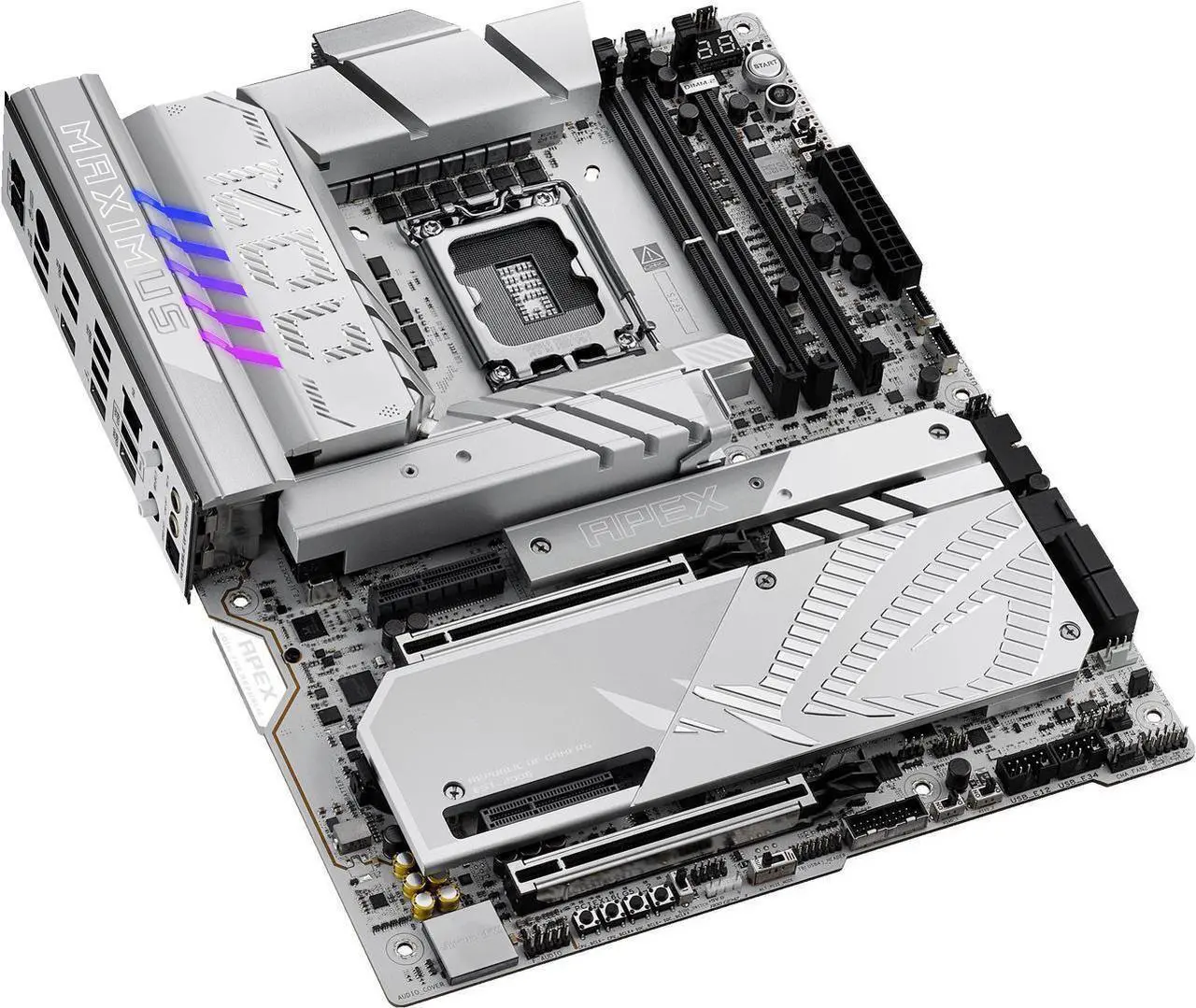 Alt view image 3 of 7 - ASUS ROG MAXIMUS Z890 APEX In.tel Z890 LGA 1851 ATX motherboard, Advanced AI PC-ready, 22+2+1+2 stages, DDR5, WiFi 7, 5G LAN, 3x PCIe® 5.0 M.2, Thunderbolt 4, USB Type-C®, AI OC, Cooling & Networking