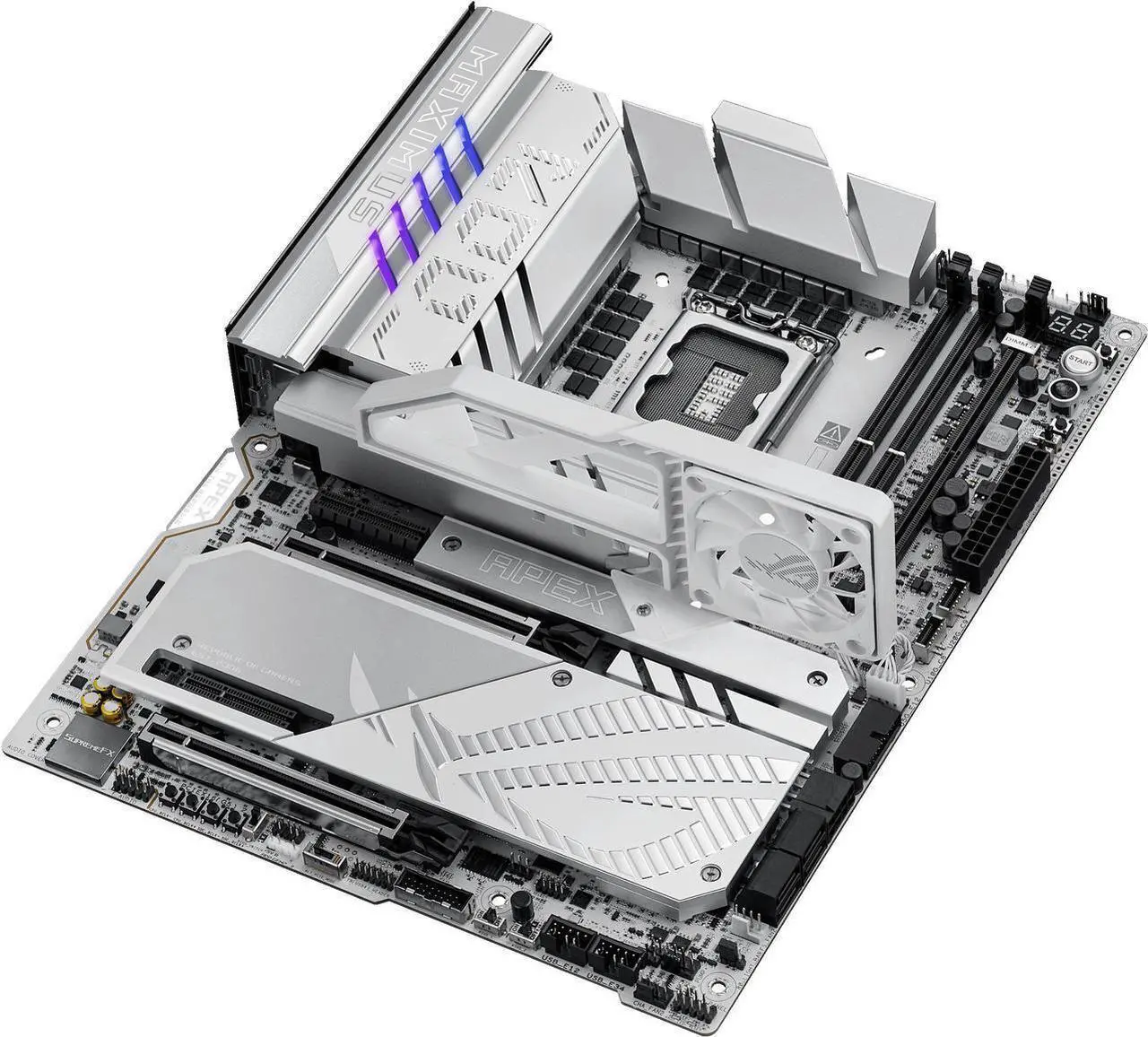Alt view image 6 of 7 - ASUS ROG MAXIMUS Z890 APEX In.tel Z890 LGA 1851 ATX motherboard, Advanced AI PC-ready, 22+2+1+2 stages, DDR5, WiFi 7, 5G LAN, 3x PCIe® 5.0 M.2, Thunderbolt 4, USB Type-C®, AI OC, Cooling & Networking
