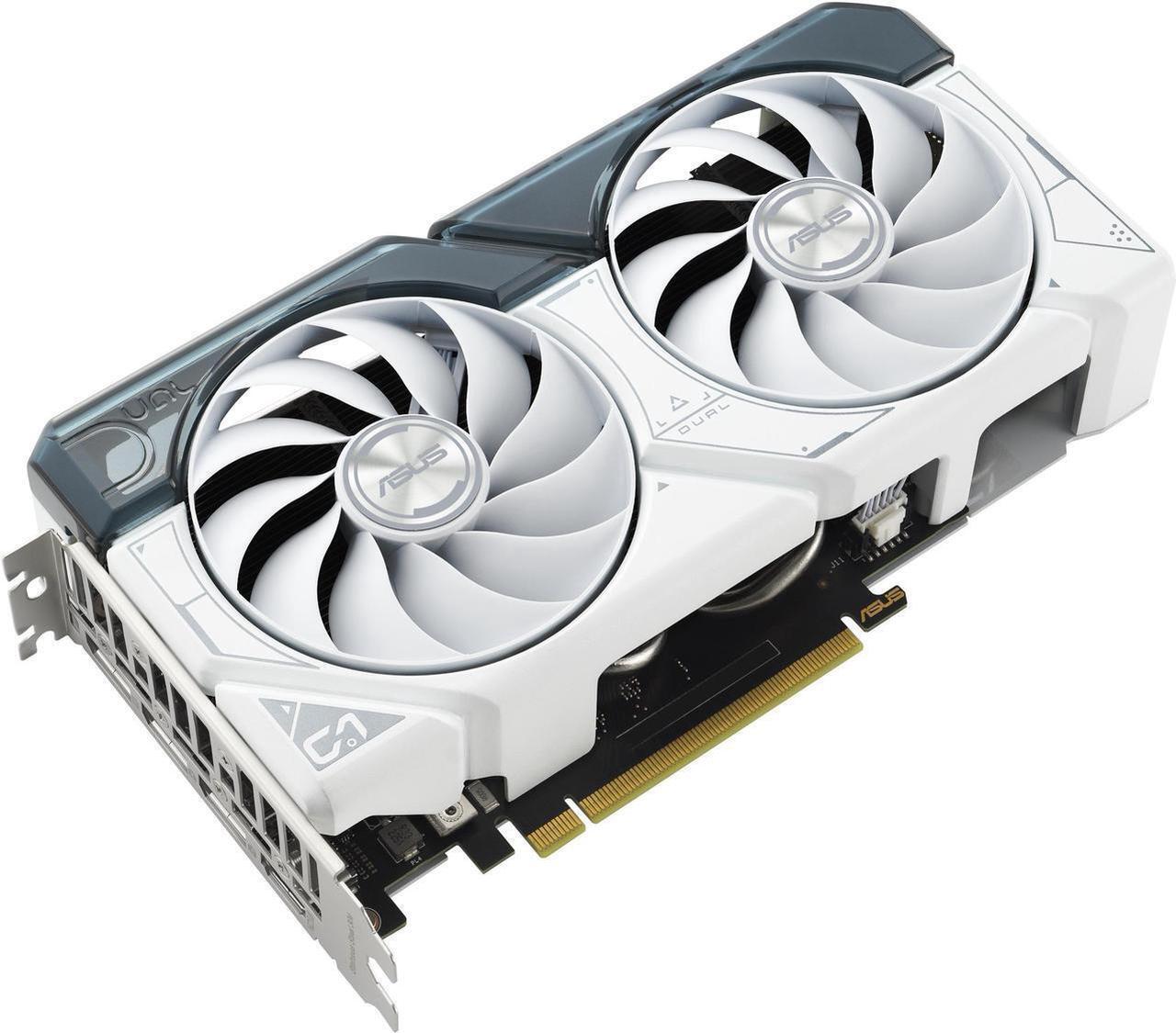 Alt view image 2 of 7 - ASUS Dual GeForce RTX 4060 OC White Edition 8GB GDDR6 (PCIe 4.0, 8GB GDDR6, DLSS 3, HDMI 2.1a, DisplayPort 1.4a, 2.5-slot design, Axial-tech fan design, 0dB technology) DUAL-RTX4060-O8G-WHITE