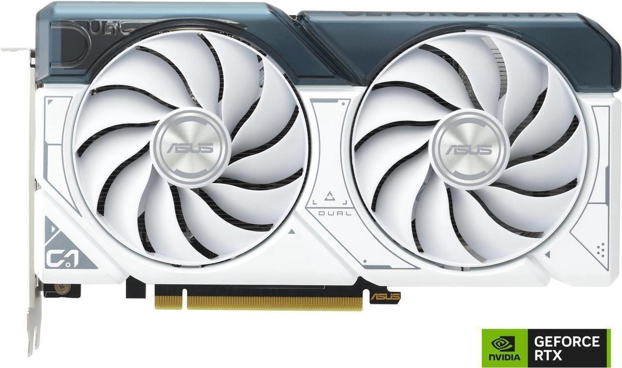 Main image of ASUS Dual GeForce RTX 4060 OC White Edition 8GB GDDR6 (PCIe 4.0, 8GB GDDR6, DLSS 3, HDMI 2.1a, DisplayPort 1.4a, 2.5-slot design, Axial-tech fan design, 0dB technology) DUAL-RTX4060-O8G-WHITE