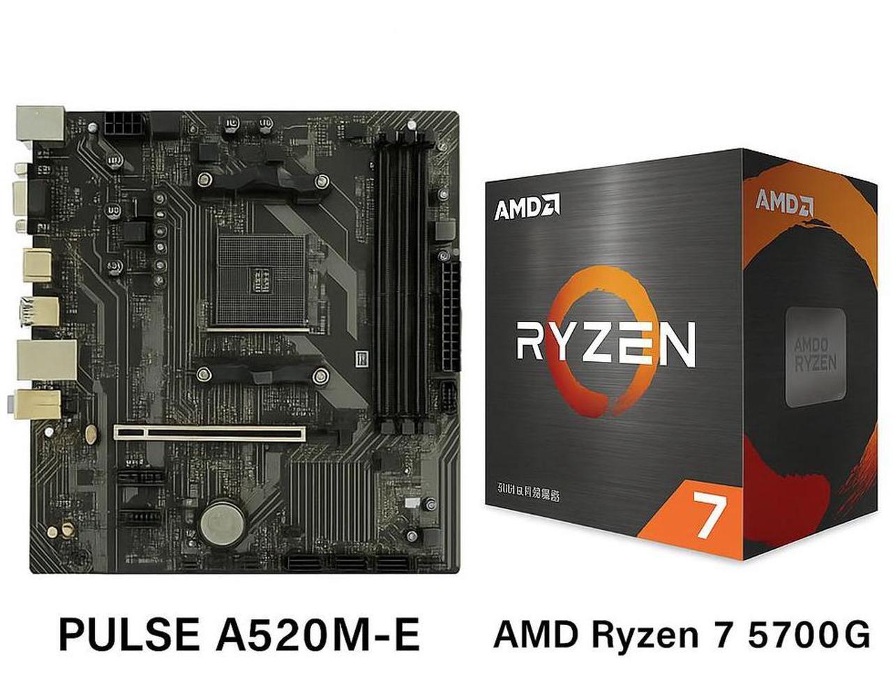 Main image of Sapphire Tech PULSE A520M-E AM4 Motherboard & Ryzen 7 5700G 8-Core APU Combo | Vega 8 iGPU, DDR4 4600+ OC, PCIe 3.0 M.2, Budget Mini-PC Build Bundle
