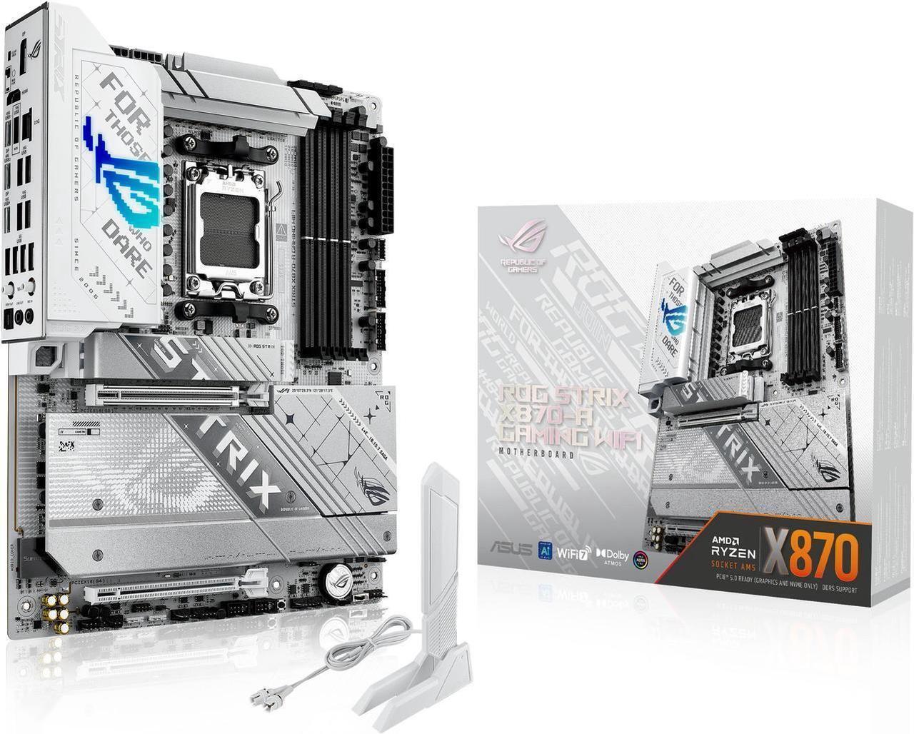 Main image of ASUS ROG STRIX X870-A GAMING WIFI AMD AM5 X870 ATX motherboard 16+2+2 power stages, Dynamic OC Switcher, Core Flex, DDR5 AEMP, WiFi 7, 4x M.2, PCIe 5.0, Q-Release Slim, USB4, AI OCing & Networking